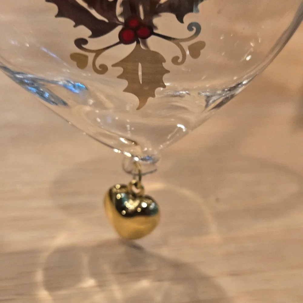 Holmegaard Christmas Heart Ornament Blown Glass Clear Holly Ann-Sofi Romme New